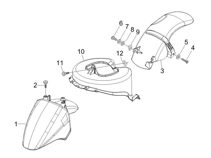 Parafango anteriore Piaggio Fly 50 4 tempi AC nero 94