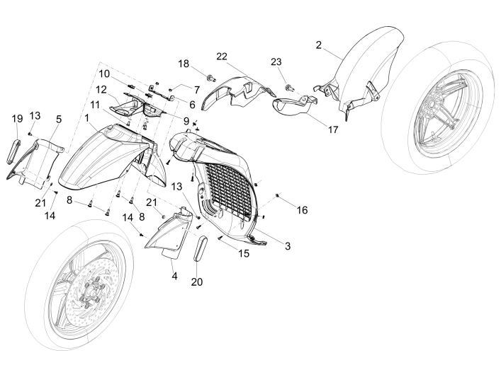 Parafango anteriore - parafanghi Piaggio Beverly 350 Sport Touring Euro 3 2013-2014 bianco 595