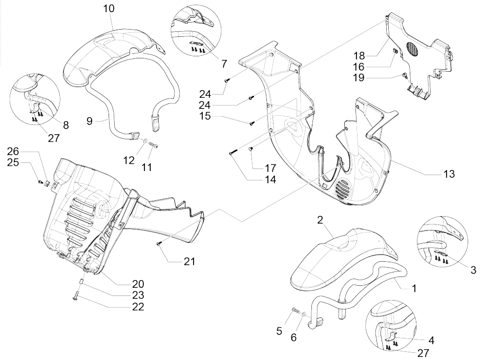 Parafango anteriore - Parafanghi Piaggio MP3 350 Maxi Sport ABS Euro 4 2018-2020