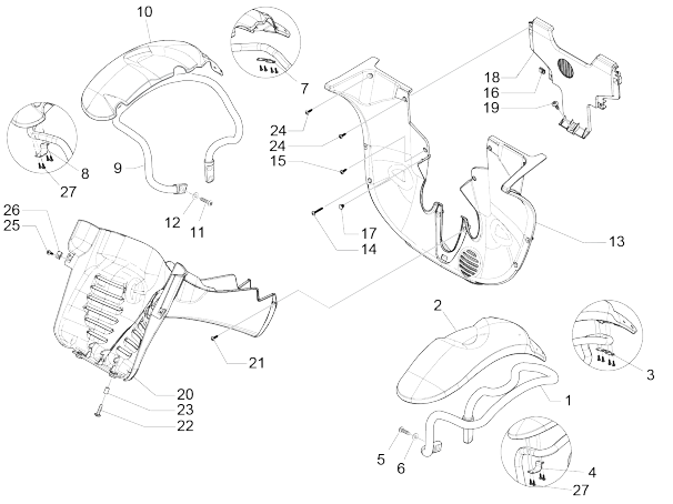 Parafango anteriore - Parafanghi Piaggio MP3 500 LT Sport 2014-2016