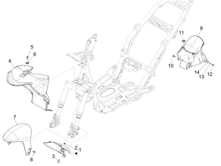 Parafango anteriore - Parafanghi Piaggio NRG Power DD 50 2 tempi LC 2007-2017 meteor black 94/A