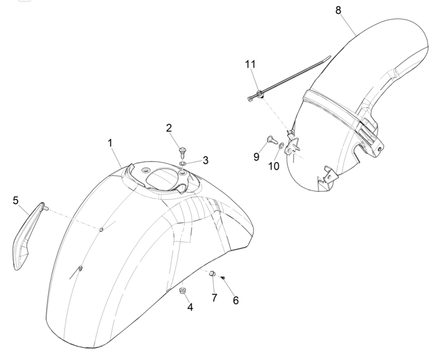 Parafango anteriore - Parafanghi Vespa GTS 125 IE ABS Euro 5 2021