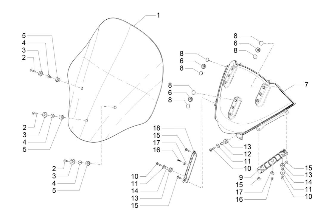 Parabrezza Piaggio MP3 300 ie LT Business - Sport (con e senza ABS) 2016-2018