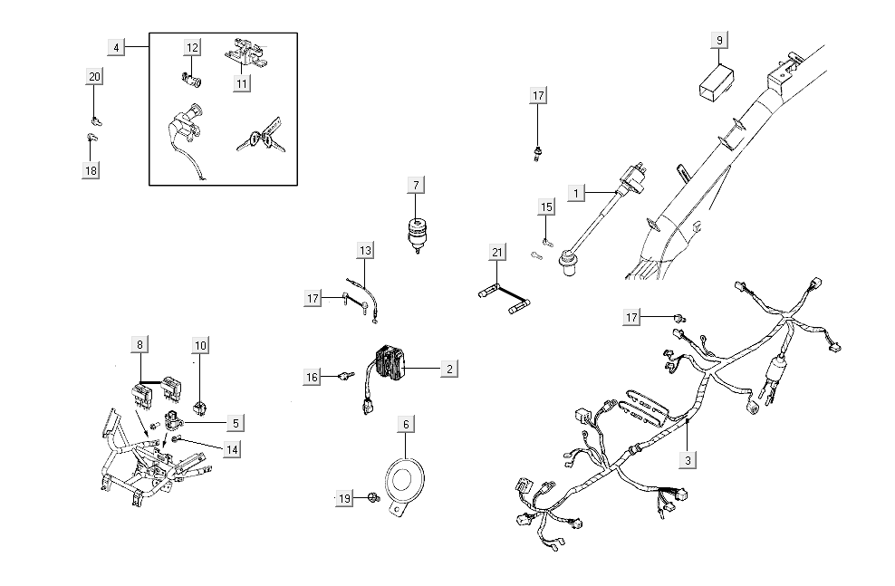 Cablaggio Kymco Super8 Street 50i Euro 4 nero opaco