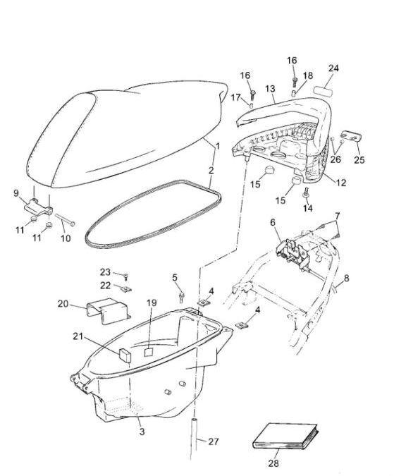 Sella - Scatola porta casco Yamaha Jog-R 50 2 tempi LC
