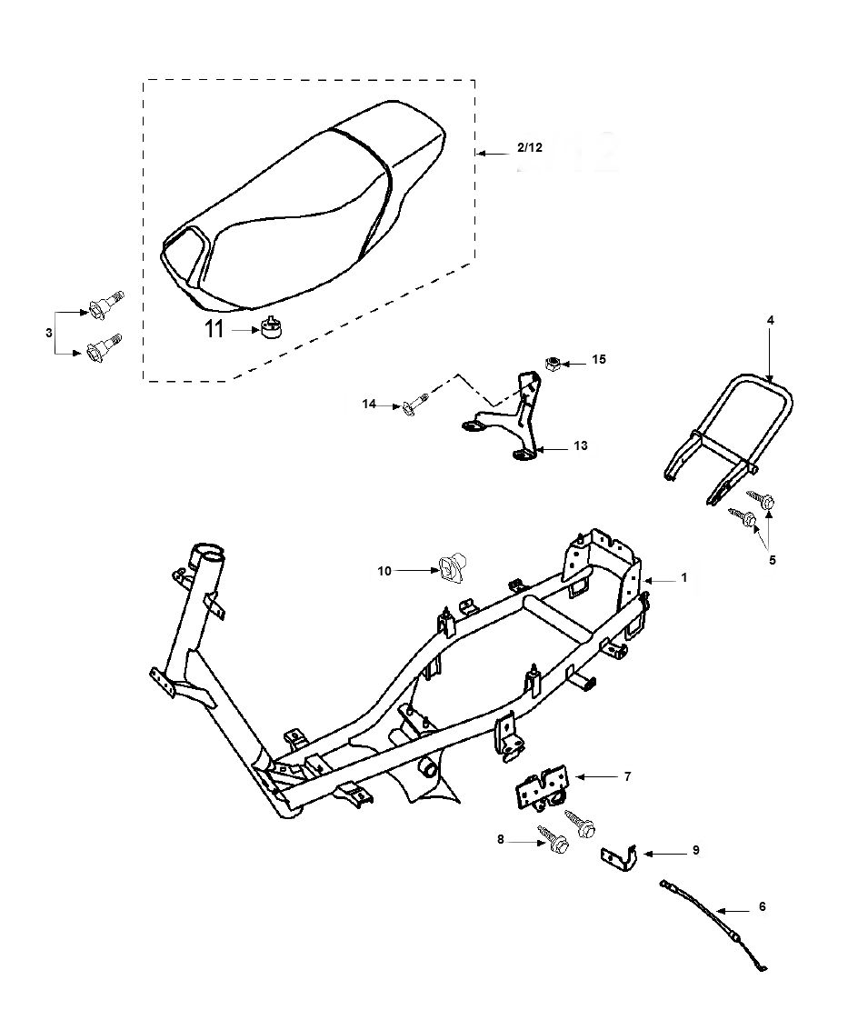 Sedile - Telaio Peugeot Vivacity 2 50 2 tempi AC Euro 2