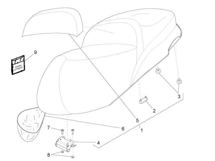 Sella Piaggio Beverly 350 Sport Touring Euro 3 2013-2014 nero opaco 93/B