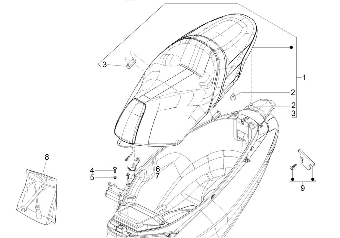 Sedile sportivo ABS Piaggio MP3 300 HPE/300 HPE Euro 5 2020-2022