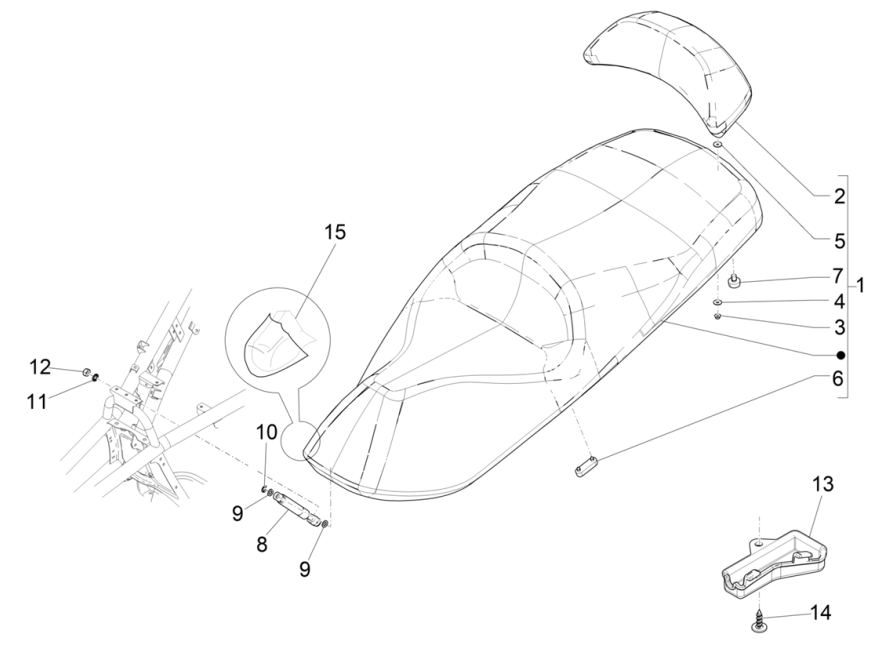 Sedile ABS Piaggio MP3 350 Maxi Sport Euro 4 2018-2020