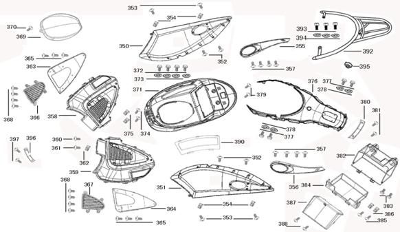 Parabrezza per moto - Scatola porta casco - portapacchi posteriore China Joy nero