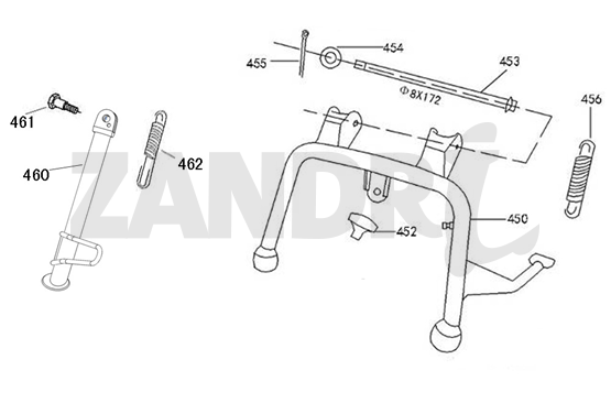 Cavalletto centrale - Cavalletto laterale Santini Capri argento