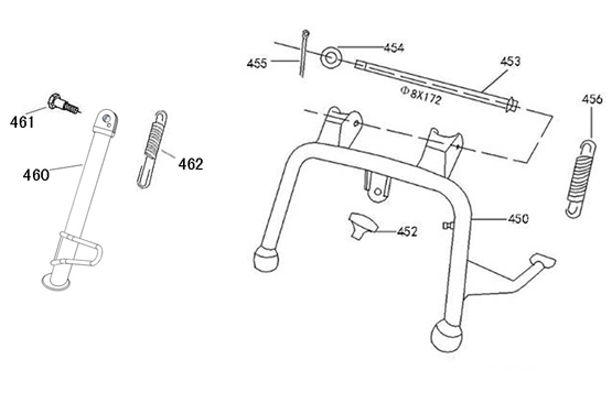Cavalletto centrale - cavalletto laterale China VX/Riva