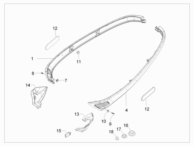 Minigonne laterali Vespa S 50 4 tempi 4V AC grigio titanio 742/B