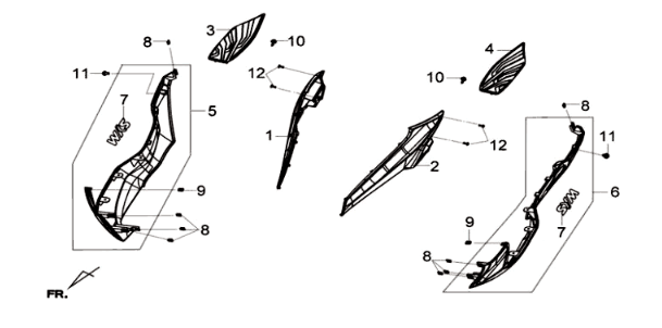 Placcatura 2 Sym Joymax 125I ABS nero (BK-213S)