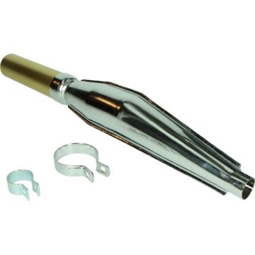 Silenziatore di marmitta trasversale da 28 mm con staffa (espansione) cromato/oro ciclomotore universale Jamarcol Kreidler/Zundapp/Puch
