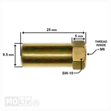Dado di marmitta lungo, universale in ottone, M6, lunghezza 25 mm, incluso Puch Maxi