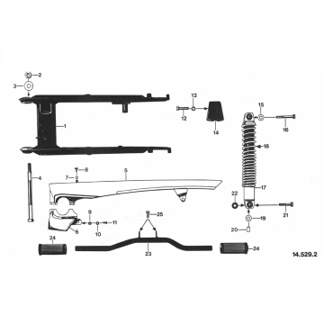 Forcellone posteriore - Protezione catena - Ammortizzatore Zündapp GTS 50 529-020 fino a e compreso 029