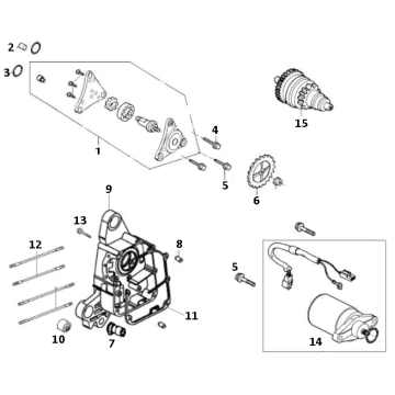 Motorino di avviamento - Pignone avviamento - Pompa olio GY6 10 / 12 pollice Euro 4 2018→ l tm n