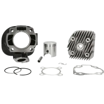 Cilindro con testata Minarelli orizzontale AC 70cc diametro 47mm porta di scarico ovale/6 porte a filo DR