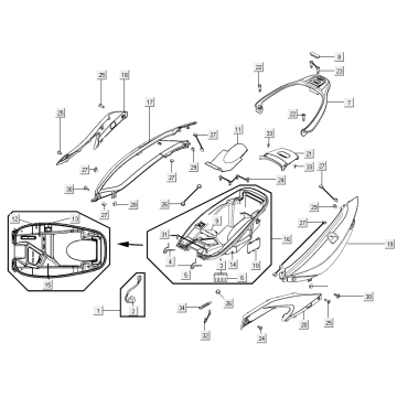 Carene laterali - Vano casco - Portapacchi posteriore Kymco Xciting 500R EVO 4T LC