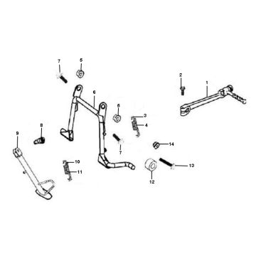 Cavalletto centrale - Cavalletto laterale - Leva kick starterZnen Aurora 50 4T AC