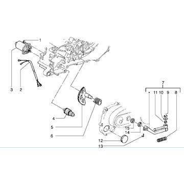 Motorino di avviamento - Pignone avviamento - Albero kickstarter -Leva kick starterPiaggio Zip RST 50 2T AC