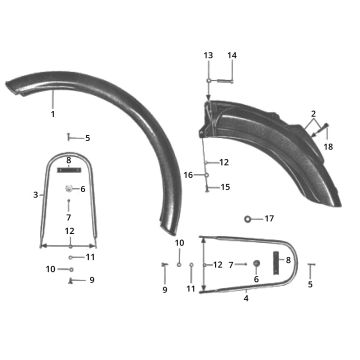 Parafango anteriore - Parafango posteriore Zundapp GTS 50 517-39L0