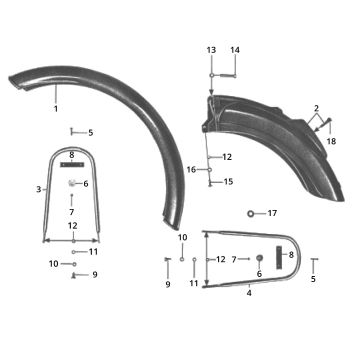 Parafango anteriore - Parafango posteriore Zundapp GTS 50 517-40L0