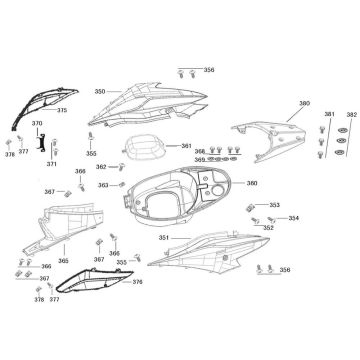 Carene laterali - Vano casco - Portapacchi posteriore AGM R8 50 4T AC bianco