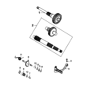 Aandrijfassen / kickstarter Peugeot Django 125 Allure 2014-2017