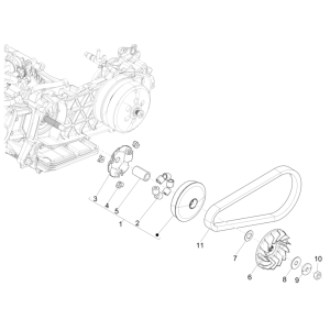 Variatore a cinghia trapezoidale Vespa GTS 125 ABS Euro 5 2021