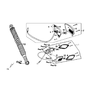 Fanale posteriore - Ammortizzatore Sym Fiddle II (BK-7C) grigio ferro