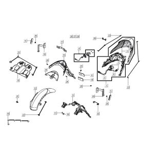 Fanale posteriore - Parafango posteriore Kymco Agility 16'+ 50i 4 tempi Euro 4 grigio opaco