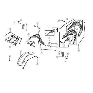 Fanale posteriore - Parafango posteriore Kymco Agility 16'+ 4 tempi nero lucido