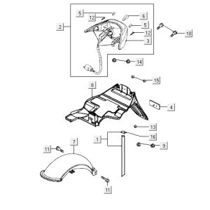Luce posteriore - Parafango posteriore Kymco Vitality 50 4 tempi AC diamantato nero