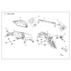 Luce posteriore - Parafango posteriore blu scuro AGM VX50 plus 12"