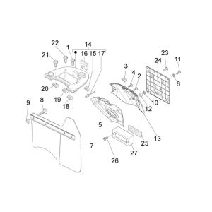 Parafango posteriore - Portabatterie Vespa LX 50 2 tempi AC blu celeste 241/A