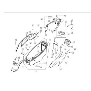 Parabrezza per moto - Helmbak - Portapacchi posteriore Kymco New Dink 4 tempi nero metallizzato