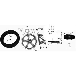 Ruota posteriore - Ganasce freno China Touring rosse