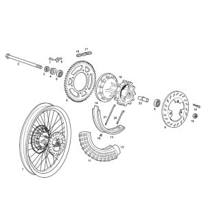 Ruota posteriore - ganasce freno Derbi Senda SM DRD vecchio modello.