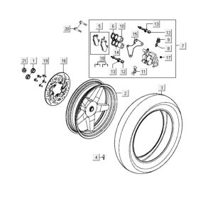 Ruota posteriore - Disco freno - Pinza freno Kymco People S 300i
