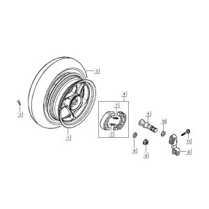 Ruota posteriore - Ganasce freno Kymco Vitality 50 2 tempi AC argento perlato