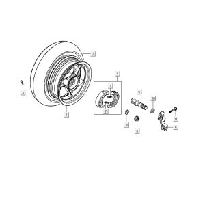 Ruota posteriore - Ganasce freno Kymco Yup 50 2 tempi AC argentate