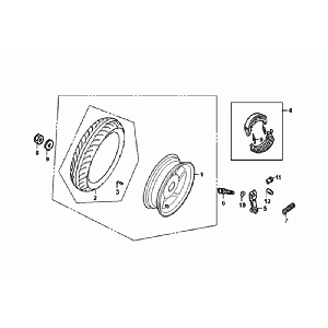 Ruota posteriore - Ganasce freno Sym Orbit III nere