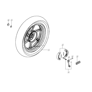 Ruota posteriore - ganasce freno Kymco Super8 Street 50i Euro 4 nere opache