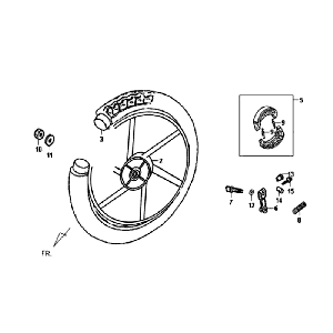 Ruota posteriore - Ganasce freno Sym Fiddle II (BK-7C) grigio ferro