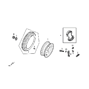 Ruota posteriore - Ganasce freno Sym Fiddle III nere opache