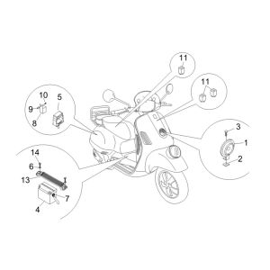 Batteria - Tromba - Relè di avviamento Vespa GTV 250 IE 4V
