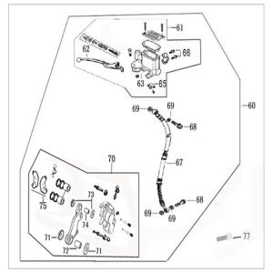 Cilindro del freno, leva del freno, tubo del freno, pinza, pastiglie dei freni China Joy/Legend