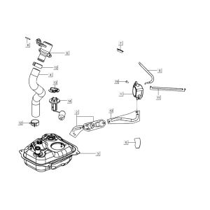 Serbatoio gas - Galleggiante serbatoio - Valvola a vuoto Kymco Agility 16'+ 4 tempi in argento metallizzato opaco
